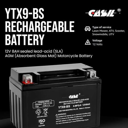 Casil YTX5L-BS - بطارية دراجة نارية قابلة لإعادة الشحن - بديلة لـ CT5L-BS، CTX5L-BS، ES5L-BS، GTX5L-BS، PTX5L-BS - صيانة مجانية in Kuwait