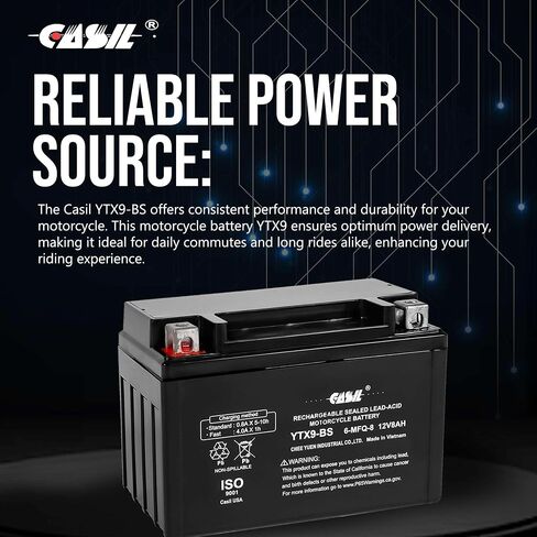 Casil YTX5L-BS - بطارية دراجة نارية قابلة لإعادة الشحن - بديلة لـ CT5L-BS، CTX5L-BS، ES5L-BS، GTX5L-BS، PTX5L-BS - صيانة مجانية in Kuwait