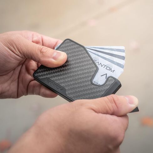 FANTOM X Card Fanning Wallet, RFID Aluminum Card Holder, Carbon, Extra Slim Size Holds 4-7 Cards (Carbon Fiber, Extra Slim 4-7) in Saudi Arabia