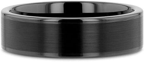 Vulcan Black Tungsten Carbide Men’s Wedding Ring – Flat Matte Brushed Finish with Polished Edges – Comfort Fit Wedding Band – Durable and Stylish Ring for Him in Saudi Arabia