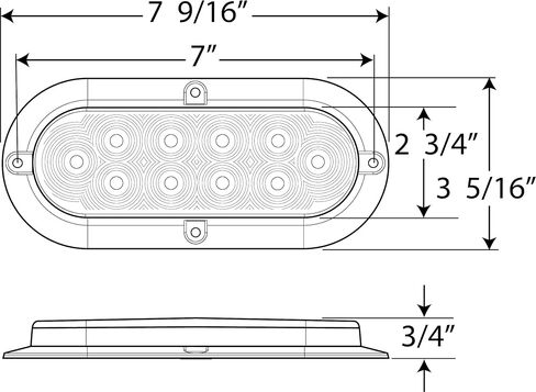 Optronics STL88RCPGP Clear Lens with Red Diodes 6" Oval Sealed LED Light for Surface Mount in Saudi Arabia
