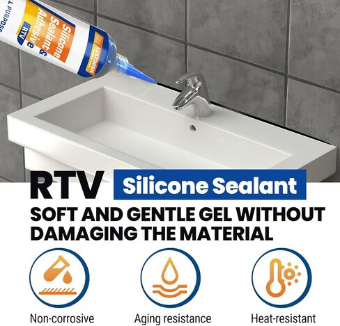 RTV Silicone Sealant, 100% Waterproof & Flexible All-Purpose Silicone Caulk for Bathroom, Kitchen, Window, RV & Home - Black(1.4oz/40g) in Saudi Arabia