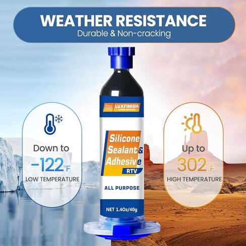 RTV Silicone Sealant, 100% Waterproof & Flexible All-Purpose Silicone Caulk for Bathroom, Kitchen, Window, RV & Home - Black(1.4oz/40g) in Saudi Arabia