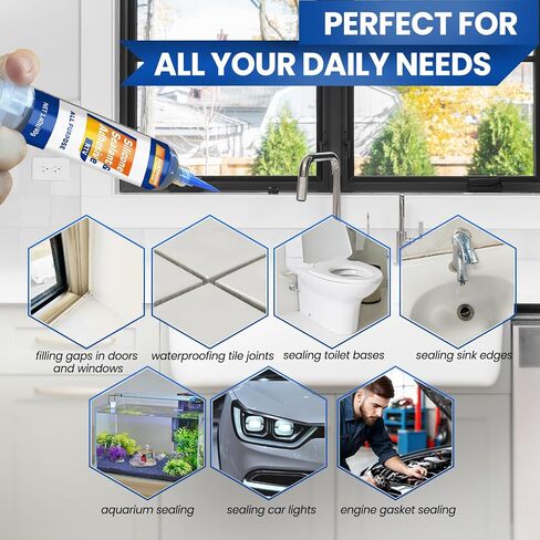 RTV Silicone Sealant, 100% Waterproof & Flexible All-Purpose Silicone Caulk for Bathroom, Kitchen, Window, RV & Home - Black(1.4oz/40g) in Saudi Arabia