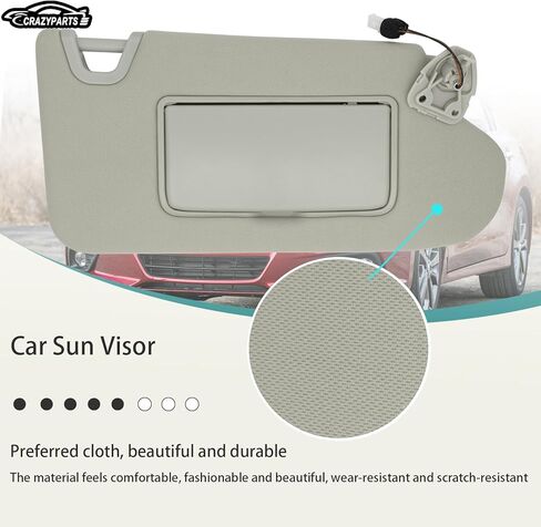 Driver Left & Passenger Right Side Sun Visor Replacement Compatible with Nissan Altima 2013 2014 2015 2016 2017 2018 with Light Switch 96401-3TA2A Color Beige in Kuwait