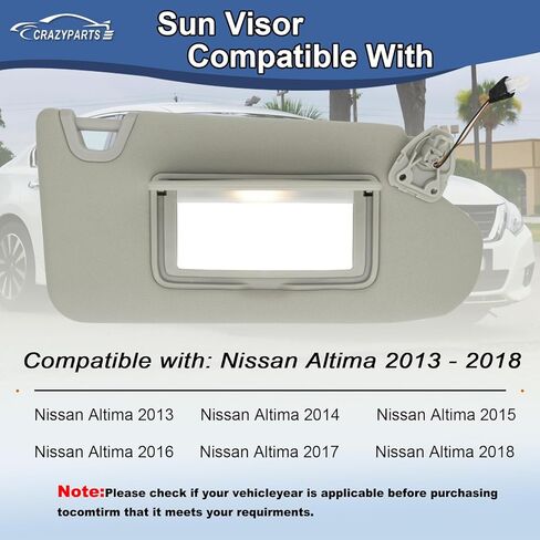 Driver Left & Passenger Right Side Sun Visor Replacement Compatible with Nissan Altima 2013 2014 2015 2016 2017 2018 with Light Switch 96401-3TA2A Color Beige in Kuwait