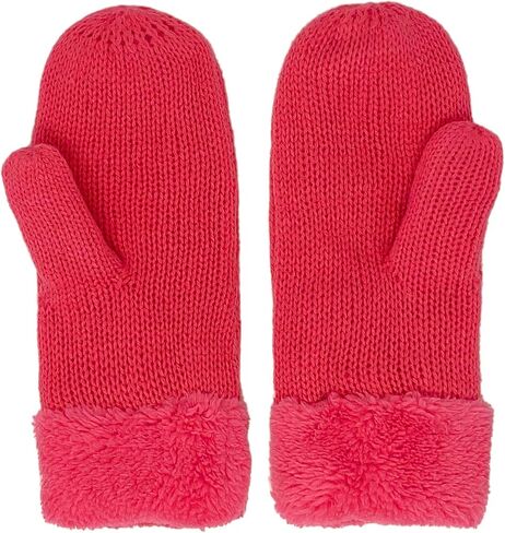 CC Kids Ages 4 to 7 Thick Fuzzy Fleeced Lined Matching Winter Mittens Gloves (Star New Candy Pink) in Saudi Arabia