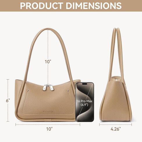 BOSTANTEN Purses for Women Trendy Small Shoulder Bag Vegan Leather Hobo Handbags with Double Zipper in Kuwait