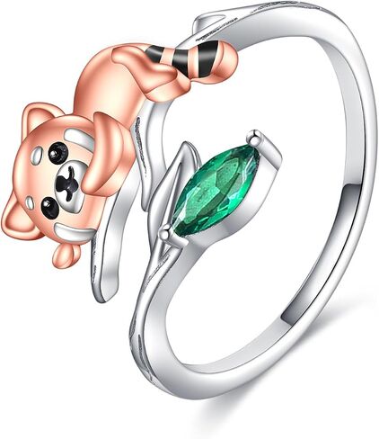 POPLYKE Panda Ring 925 Sterling Silver Panda Adjustable Open Rings Panda Jewelry Gifts for Women Girls Size 7 in Saudi Arabia