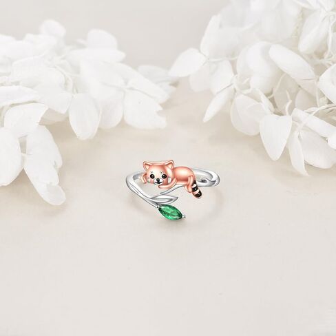 POPLYKE Panda Ring 925 Sterling Silver Panda Adjustable Open Rings Panda Jewelry Gifts for Women Girls Size 7 in Saudi Arabia