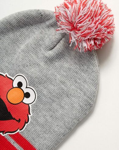 Sesame Street Boys 'Elmo Elmo Set-4 قطعة قبعة قبعة قبعة شتوية ، وشاح من العنق ، القفاز ، وغطاء البيسبول (2T-4T) ، الحجم 2T-4T ، الرمادي/الأحمر Elmo in Saudi Arabia