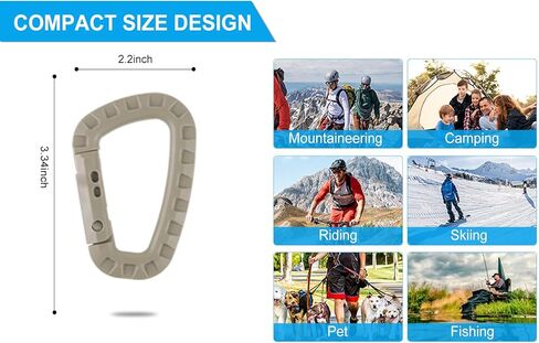 12 حزمة Carabiners التكتيكية المفاتيح D خواتم الربيع المفاجئة والعتاد كليب فائدة السنانير ظهره مشبك معلق السفر للتخييم in Kuwait