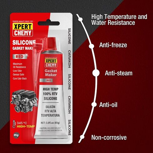 RTV Silicone Gasket Maker, High Temp Silicone Sealant for Automotive, Anti-Freeze RTV Resist Oil for Bonding Internal Combustion, Steam Turbines, Engines, Gearboxes, Pumps, Black in Saudi Arabia