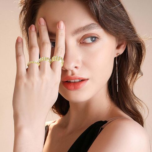 Kucheed 3PCS Rhinestone Stretch Ring, Fashion Crystal Stackable Finger Rings Set, Cute Toe Ring Body Jewelry, Silver Diamond Elastic Band Ring Accessories, Sparkly Thumb Pinky Ring for Women in Kuwait