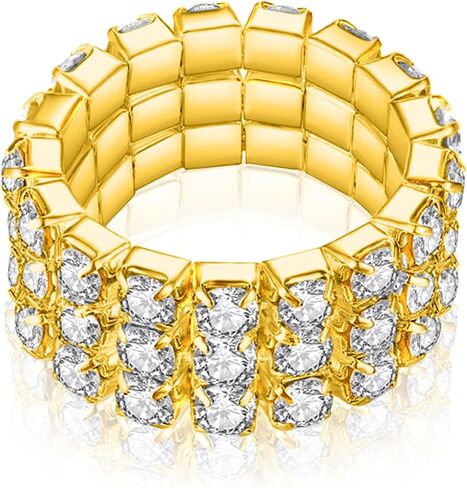 Kucheed 3PCS Rhinestone Stretch Ring, Fashion Crystal Stackable Finger Rings Set, Cute Toe Ring Body Jewelry, Silver Diamond Elastic Band Ring Accessories, Sparkly Thumb Pinky Ring for Women in Kuwait