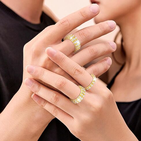 Kucheed 3PCS Rhinestone Stretch Ring, Fashion Crystal Stackable Finger Rings Set, Cute Toe Ring Body Jewelry, Silver Diamond Elastic Band Ring Accessories, Sparkly Thumb Pinky Ring for Women in Kuwait