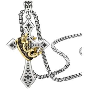 Mai & Claire 925 Sterling Silver Crown Cross Necklace For Women And Men - Retro Crucifix Of Thorns Pendant, Jesus Christ Cross Chain With Diadem in Saudi Arabia