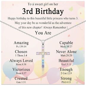 3-11 Year Old Girls Birthday Gifts, Colorful Cross Necklace Jewelry Happy Birthday Present for Girls Daughter Granddaughter Sister Niece with Birthday Card in Kuwait