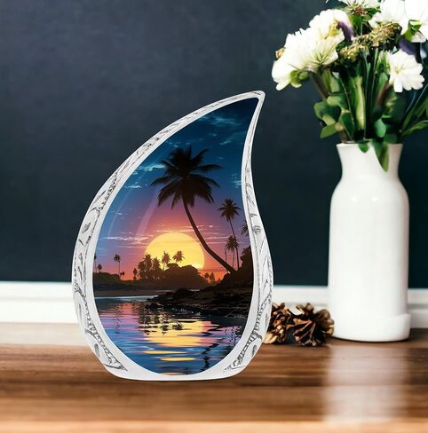 Sunset Urn, Island Drop Urns For Ashes, Cremation Urns For Men, Urns For Adult Human Ashes, Funeral Urns For Adult Ashes Women, Decorative Urn For Male And Female Ashes, Memorial Urn Ashes Size 10inch in Kuwait