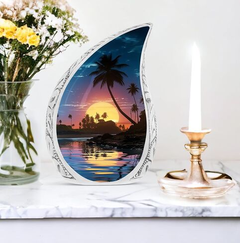 Sunset Urn, Island Drop Urns For Ashes, Cremation Urns For Men, Urns For Adult Human Ashes, Funeral Urns For Adult Ashes Women, Decorative Urn For Male And Female Ashes, Memorial Urn Ashes Size 10inch in Kuwait