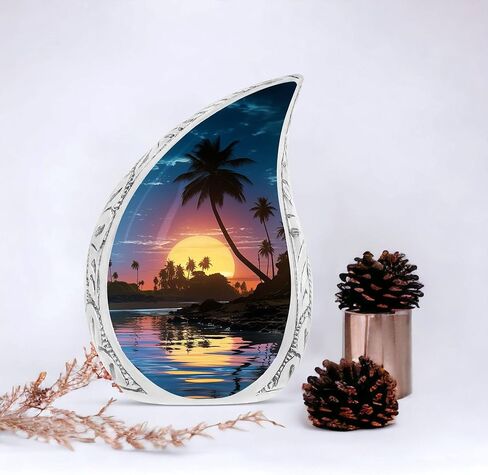 Sunset Urn, Island Drop Urns For Ashes, Cremation Urns For Men, Urns For Adult Human Ashes, Funeral Urns For Adult Ashes Women, Decorative Urn For Male And Female Ashes, Memorial Urn Ashes Size 10inch in Kuwait