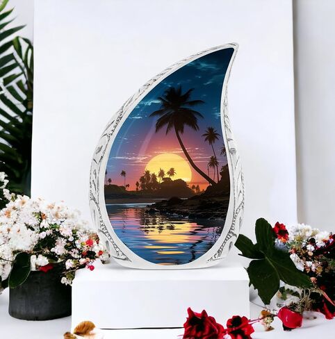 Sunset Urn, Island Drop Urns For Ashes, Cremation Urns For Men, Urns For Adult Human Ashes, Funeral Urns For Adult Ashes Women, Decorative Urn For Male And Female Ashes, Memorial Urn Ashes Size 10inch in Kuwait