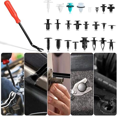 مشابك تثبيت السيارة 1115 قطعة، 32 مشابك من الأحجام الأكثر شعبية، مشابك بلاستيكية للسيارات مع 10 روابط كابلات، مزيل مشبك بلاستيكي واحد للسيارة Ford GM Toyota Honda Chrysler BMW Benz Nissan Subaru Audi Mazda in Kuwait