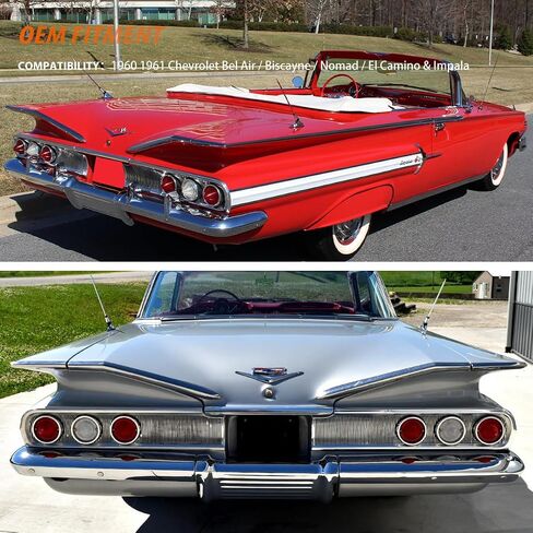 ADIIL 2PCS Rear Red Lens Tail Light Lamp Kit For 1960 1961 Chevrolet Bel Air/Biscayne/Nomad/El Camino & Impala in Saudi Arabia