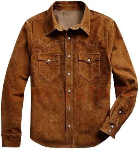 Vintage Trucker Leather Suede Jacket Men - Classic Denim Biker Jacket, Cafe Racer Jacket Western Cowboy Jacket in Kuwait