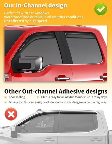 in-Channel Window Rain Guards Fit for Chevy Silverado/GMC Sierra 2500HD 3500HD 2020-2025 Crew Cab Extra Durable Window Visors Window Deflectors Vent Shades Car Accessories-4 pcs 2-Q12 in Kuwait