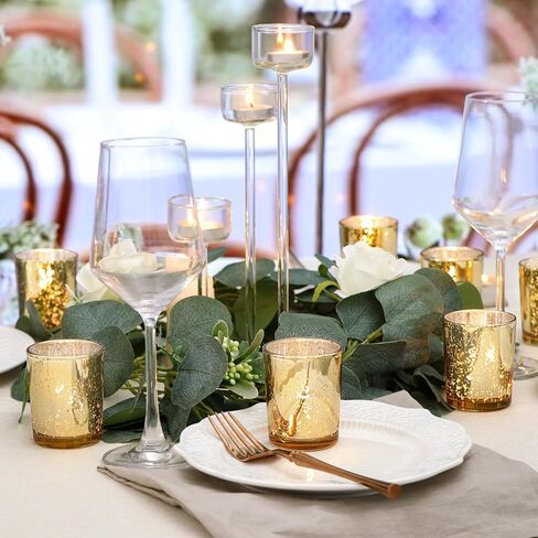 Gold Tea Lights Candles Holders for Wedding Centerpieces, Votive Candle Holders for Party Home Wedding Shower Decorations, Table - Mercury Glass Votives, 24Pcs in Saudi Arabia