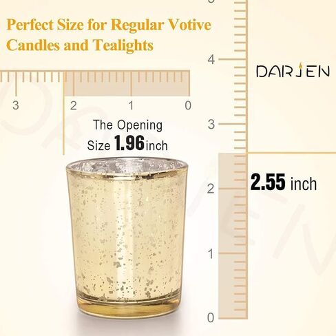 Gold Tea Lights Candles Holders for Wedding Centerpieces, Votive Candle Holders for Party Home Wedding Shower Decorations, Table - Mercury Glass Votives, 24Pcs in Saudi Arabia
