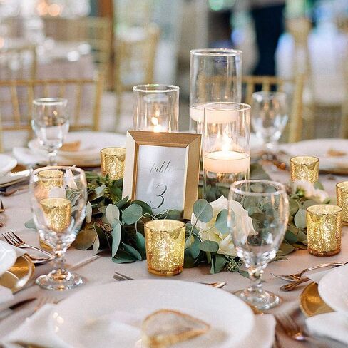 Gold Tea Lights Candles Holders for Wedding Centerpieces, Votive Candle Holders for Party Home Wedding Shower Decorations, Table - Mercury Glass Votives, 24Pcs in Saudi Arabia