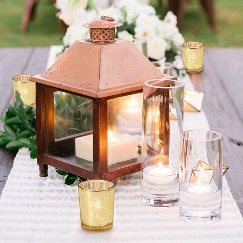 Gold Tea Lights Candles Holders for Wedding Centerpieces, Votive Candle Holders for Party Home Wedding Shower Decorations, Table - Mercury Glass Votives, 24Pcs in Saudi Arabia