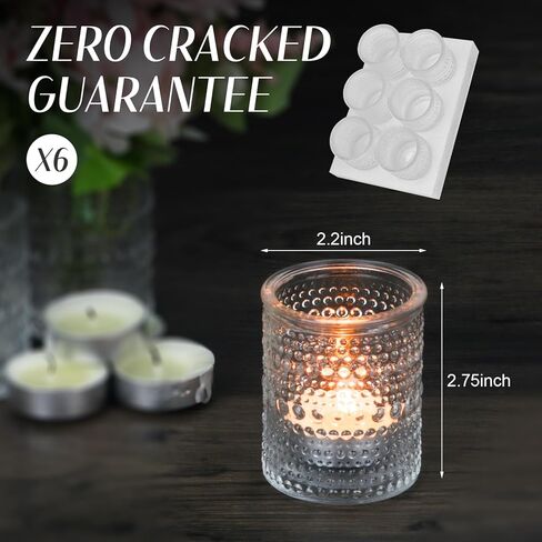 HOXHA 6 Pack Glass Votive Candle Holders Clear Tealight Candle Holders in Bulk Vintage Table Centerpieces for Floating Candles Home Table Decor Wedding Receptions in Kuwait
