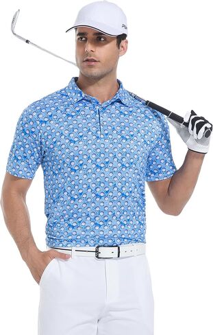 SAMERM Golf Shirts for Men Super Stretch Jacquard Dry Fit Golf Polo Moisture Wicking Short Sleeve Polo Shirts for Men in Kuwait