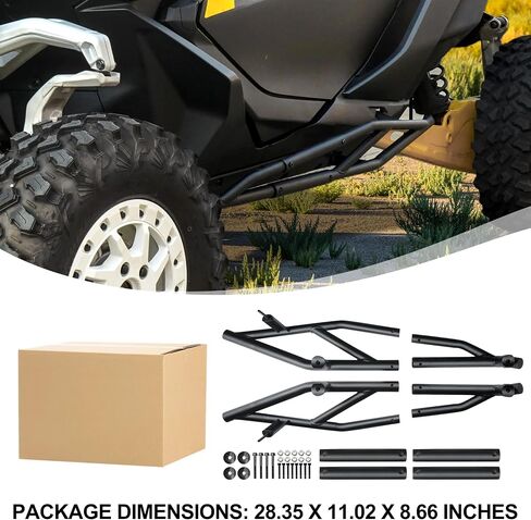 Kewisauto Rock Sliders for Can Am Maverick R 2024+ ، الجانبي الجانبي للحماية من الإطار الجانبي خطوات Nerf Bars Sliders Rock Rock for Can Maverick R X RS 2024+ - أبواب ، استبدل #715007170 in Kuwait