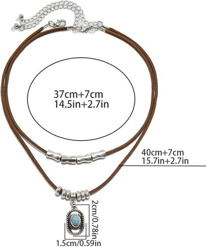 Turquoise Beaded Necklace for Women Layered Turquoise Choker Necklace Gold and Turquoise Necklace Turquoise Pendant Collar Necklace Handmade Western Boho Simulated Turquoise Jewelry in Kuwait