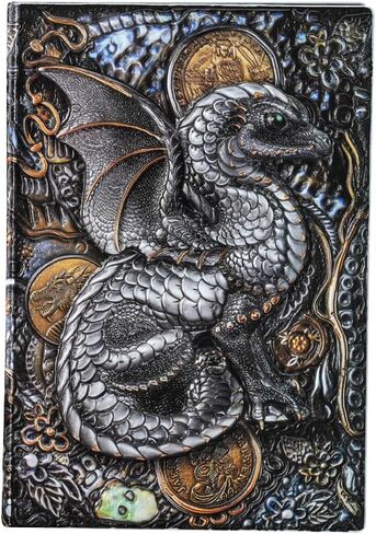 Futhark DND Notebook/Journal - 200 Pages with 3D Bronze Dragon Embossed Faux Leather Cover with Pen and Pen Holder - Ideal for Dungeons & Dragons/D&D. Great RPG Accessories Gift for DM & Players in Saudi Arabia
