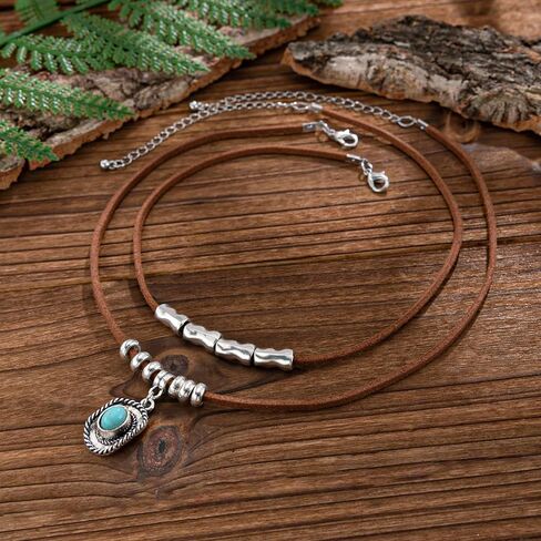 Turquoise Beaded Necklace for Women Layered Turquoise Choker Necklace Gold and Turquoise Necklace Turquoise Pendant Collar Necklace Handmade Western Boho Simulated Turquoise Jewelry in Kuwait