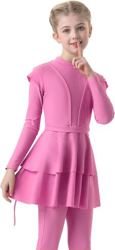 3PCS Girls Bathing Suit Rash Guard Burkini Swimsuits Kids Modest Muslim Swimwear Long Sleeve in Saudi Arabia