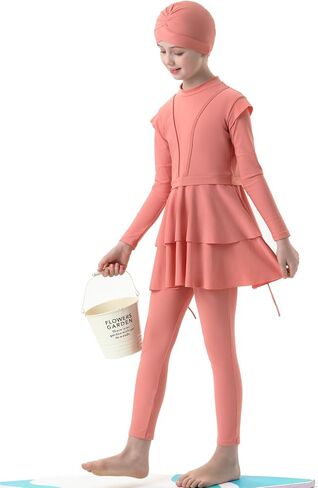 3PCS Girls Bathing Suit Rash Guard Burkini Swimsuits Kids Modest Muslim Swimwear Long Sleeve in Saudi Arabia