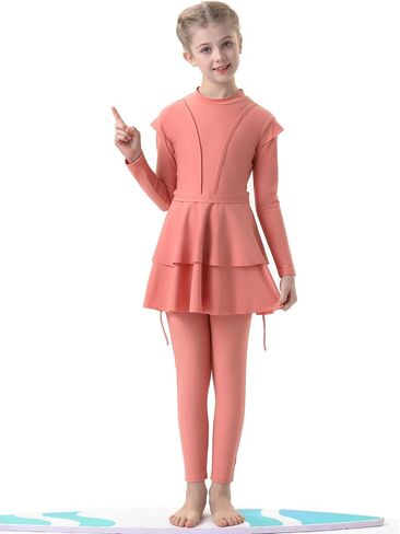 3PCS Girls Bathing Suit Rash Guard Burkini Swimsuits Kids Modest Muslim Swimwear Long Sleeve in Saudi Arabia