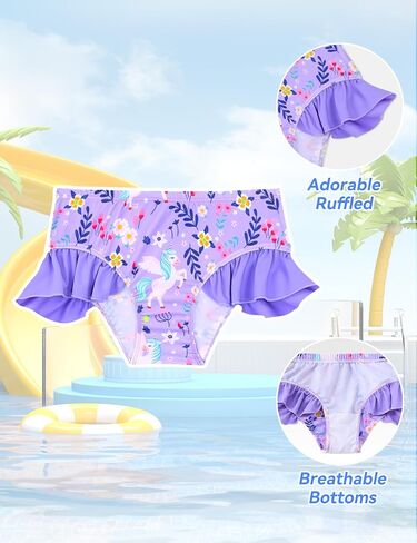 Girls Rash Guard Swimsuit 3 Pieces Set UPF50+ Quick Dry Long Sleeve Kids Bathing Suit in Saudi Arabia