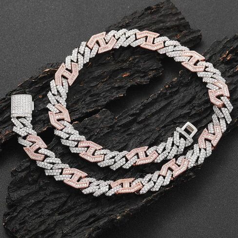 14K Gold Over S925 15mm Pig Nose Cuban Chain Necklace for Men, Double Row Moissanite, Essential Hip-Hop Bling in Kuwait