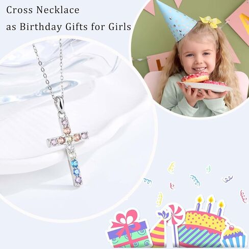 3-11 Year Old Girls Birthday Gifts, Colorful Cross Necklace Jewelry Happy Birthday Present for Girls Daughter Granddaughter Sister Niece with Birthday Card in Kuwait