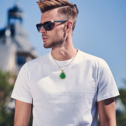 Asgift يضحك Buddha Netclace Cubic Zirconia Green Jade Buddha مع قلادة 18K مطلي بالذهب مطلي بالذهب هدية مجوهرات قلادة محظوظة in Kuwait