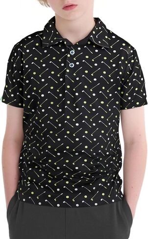 Damipow Boys Golf Shirt Moisture Wicking Youth Polo Shirts Quick Dry Kid Collared Shirt in Kuwait