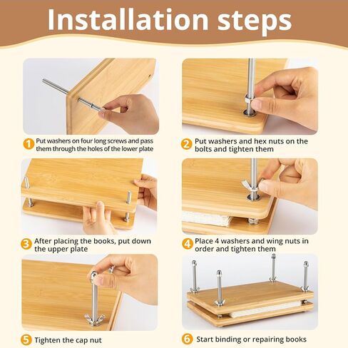 مكبس كتب خشبي من الخيزران لتجليد الكتب - آلة تجليد الكتب المحمولة ومكبس الكتب (11.6 × 7.9 بوصة) in Kuwait