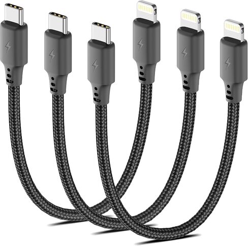 1.5ft USBC to Lightning Cable for iPhone, [MFi Certified] 3Pack Braided Short Type C to Lightning Cable PD Fast Charging 1.5FT USB C iPhone Charger Cord for iPhone 14/13/12/11Pro/X/XR/8/7/6s/Plus/iPad in Kuwait